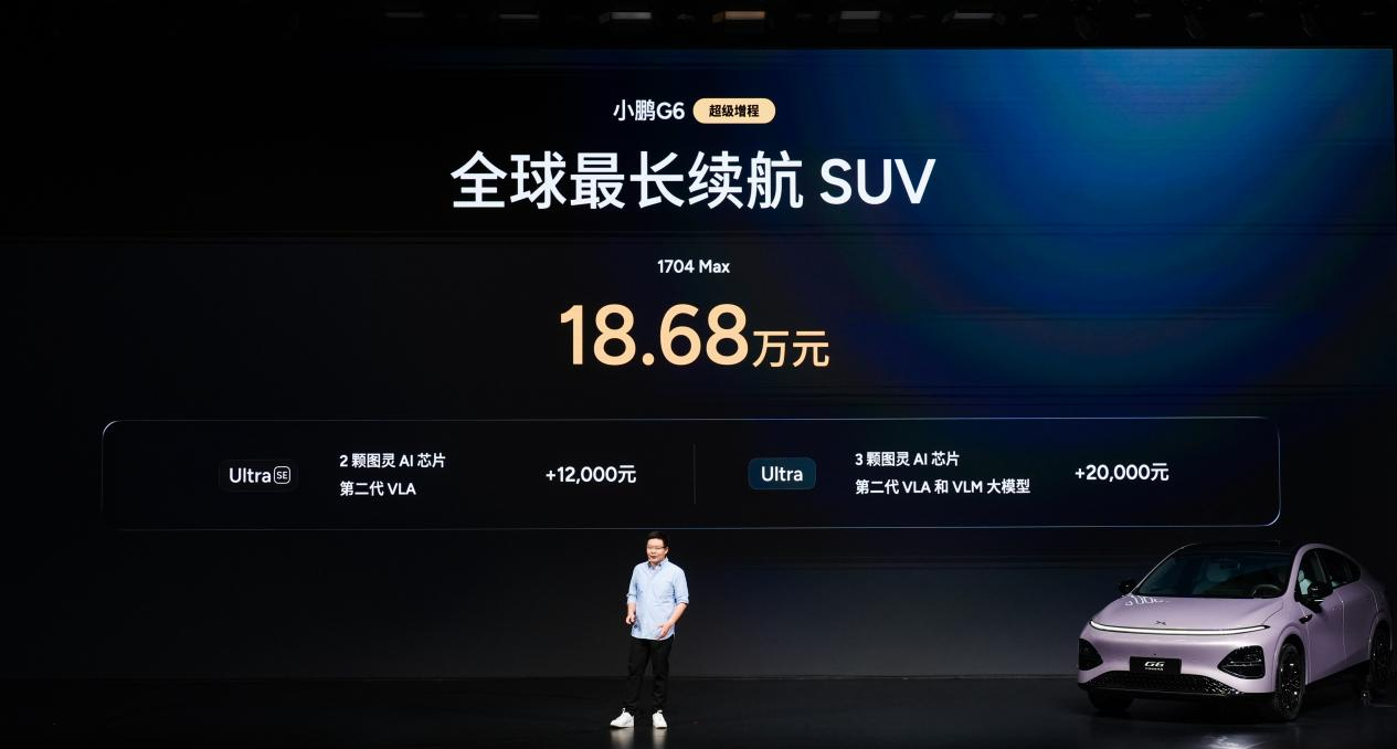 2250TOPS 算力+搭载第二代VLA，小鹏G6超级增程正式上市